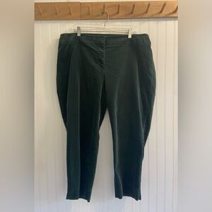 Talbots Hampshire Straight Ankle Pants Petite Dark Green Velour Elastic 20P